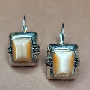 Elegant Silver and Cream Earrings